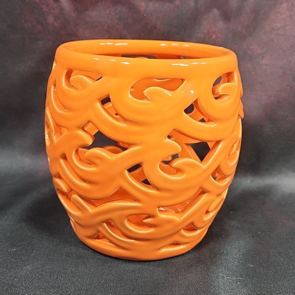 🩵NIB Partylite Orange Waves Ceramic Tealight/Votive Candle Holder - Picture 4 of 10